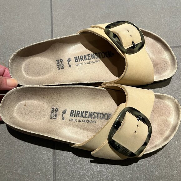 Madrid Big Buckle Nubuck Leather Almond Sandals Size EU 39 (8-8.5 US) - Picture 8 of 11